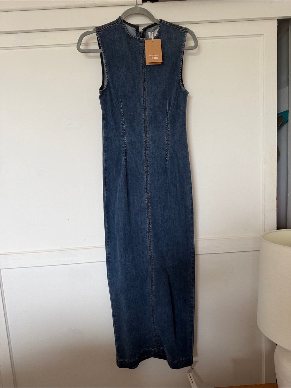 Reformation Kendi Denim Midi Dress - Fitted Waist - Picture 3 of 8
